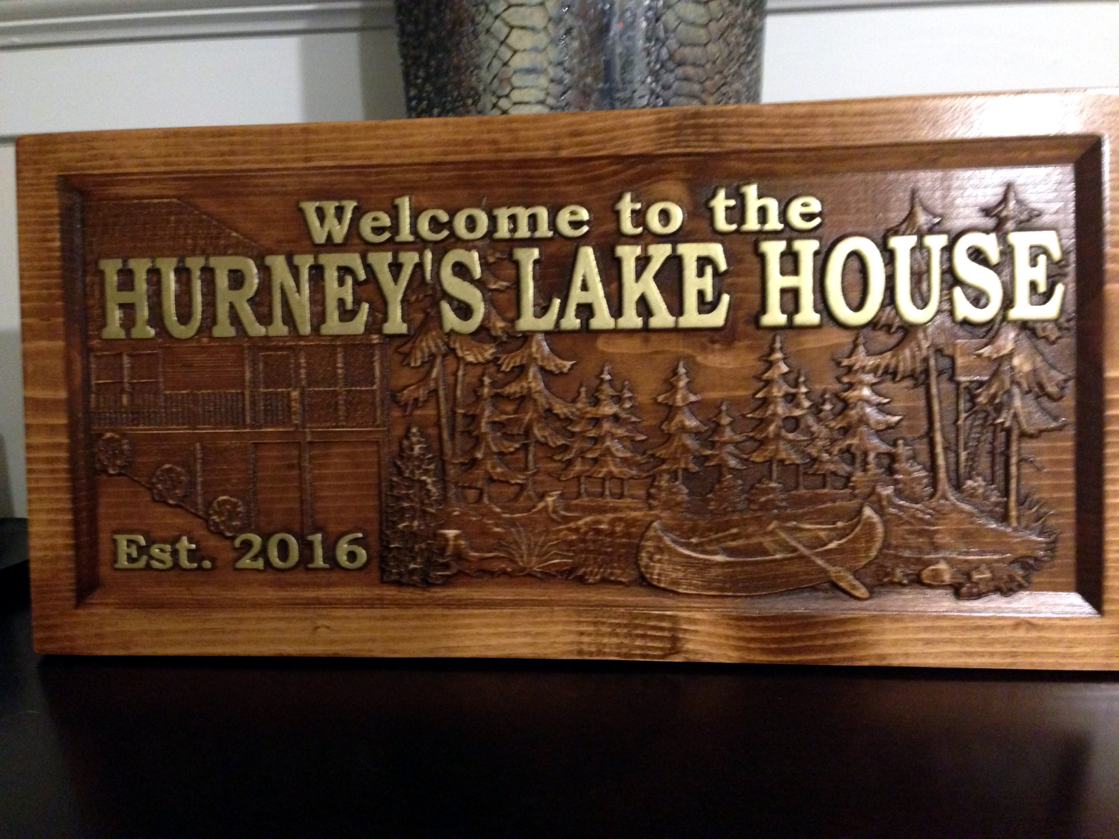 Lake Cabin Sign Mountain Cabin Sign Wood Carved Personalized Cabin Sign 